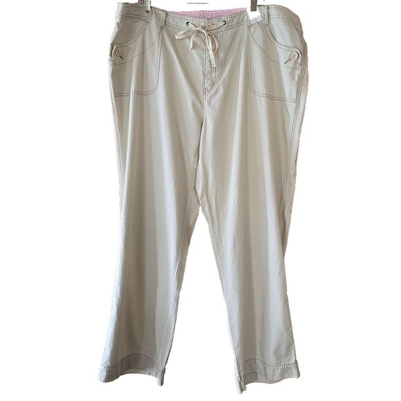 Venezia Lane Bryant Pants Khaki Drawstring Chino Casual Plus Size 24 New - Picture 1 of 7